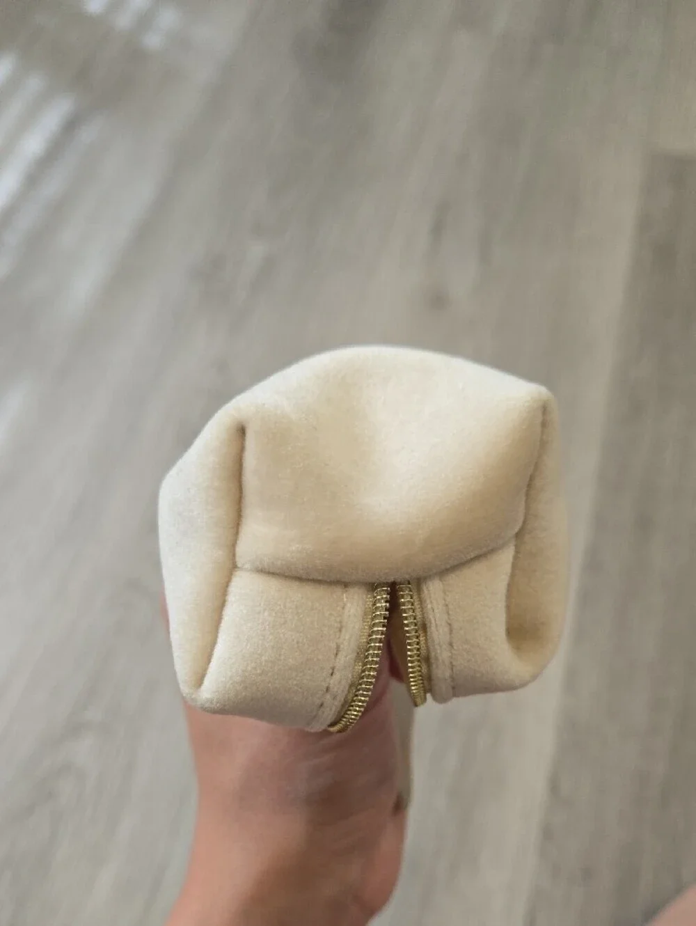 Beige Satin Wristlet Pouch